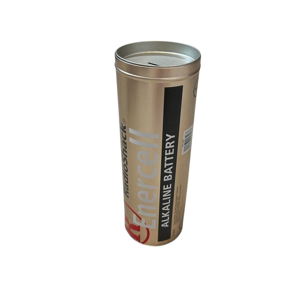 Radio Shack Metal Battery Coin Bank Tin 12”